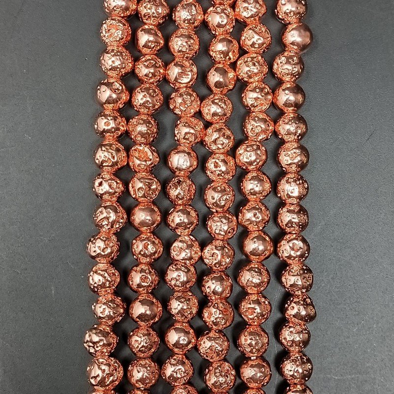 Pietra Lavica Rosato Perline Forma Tondo Grezzo 06mm