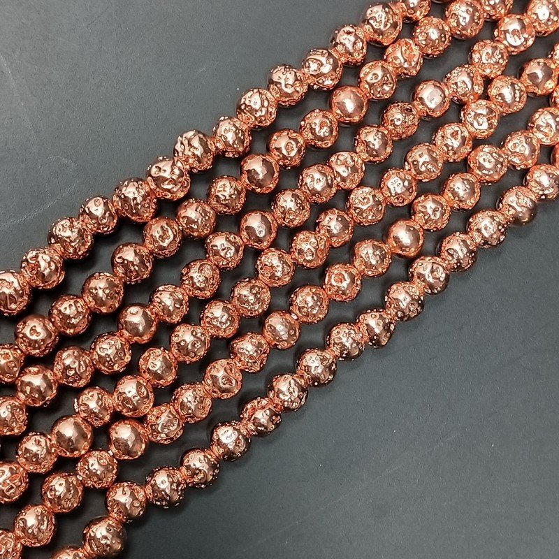 Pietra Lavica Rosato Perline Forma Tondo Grezzo 06mm