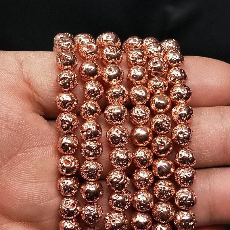 Pietra Lavica Rosato Perline Forma Tondo Grezzo 06mm