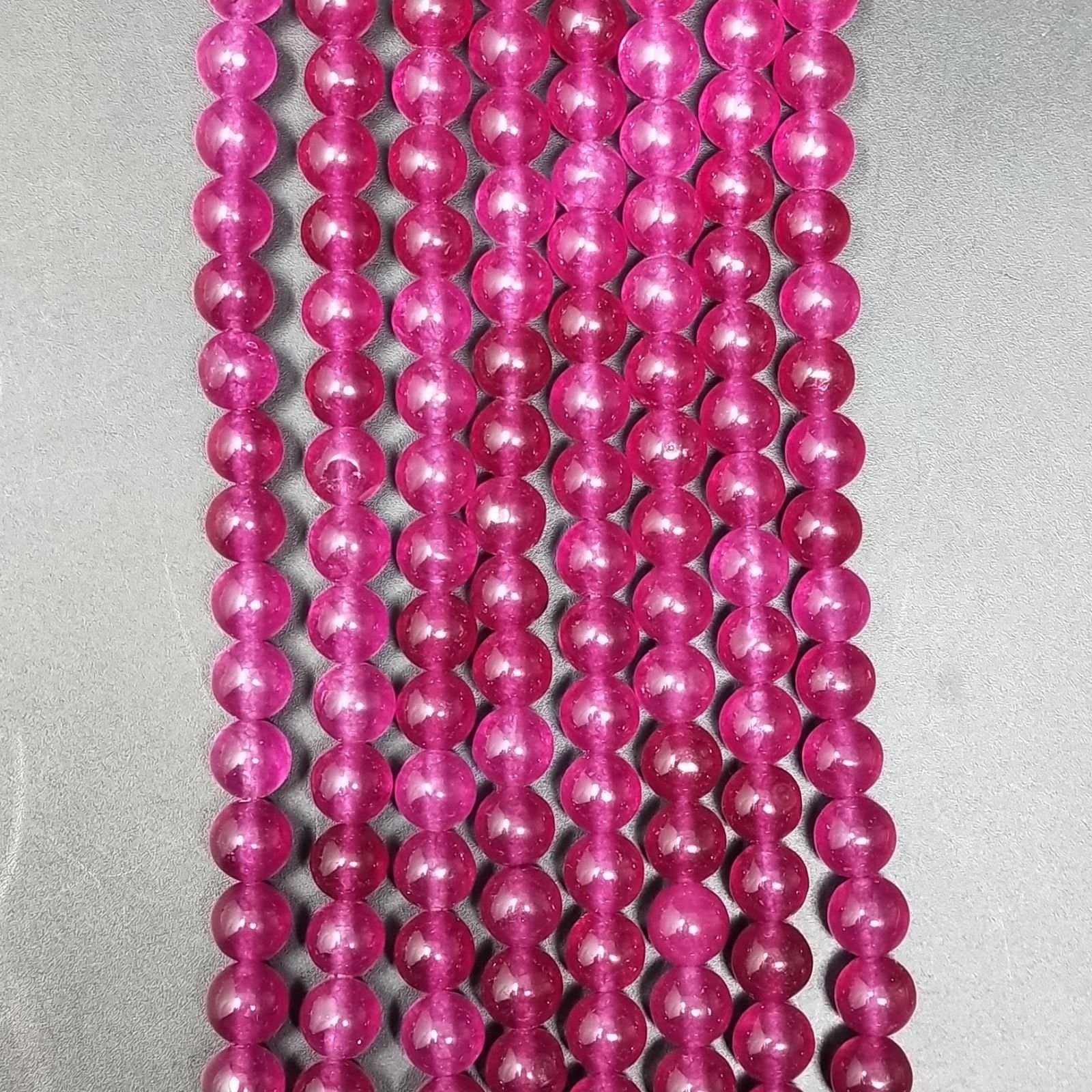 Giada Coreana Fucsia Perline Forma Tondo Liscio 06mm