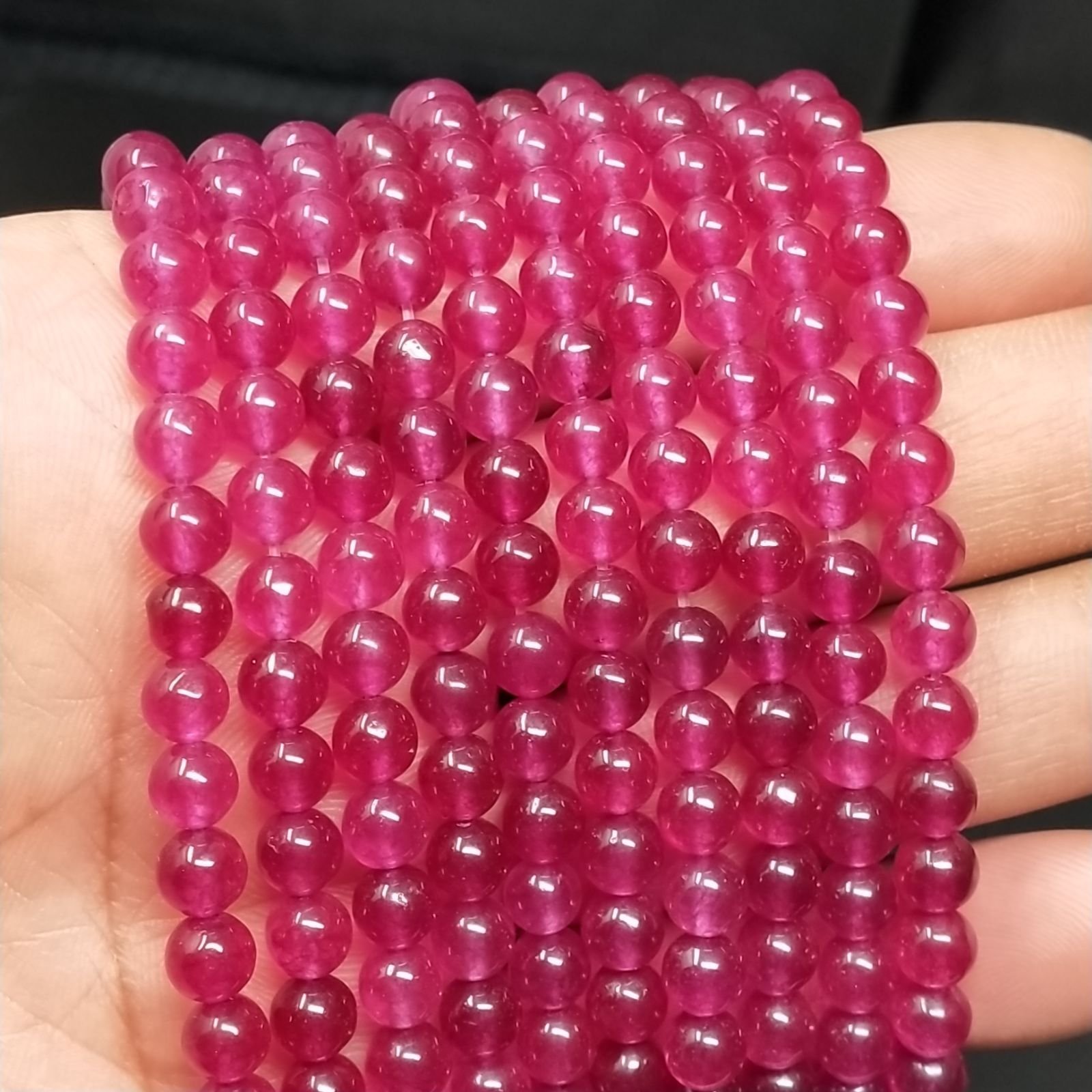 Giada Coreana Fucsia Perline Forma Tondo Liscio 06mm