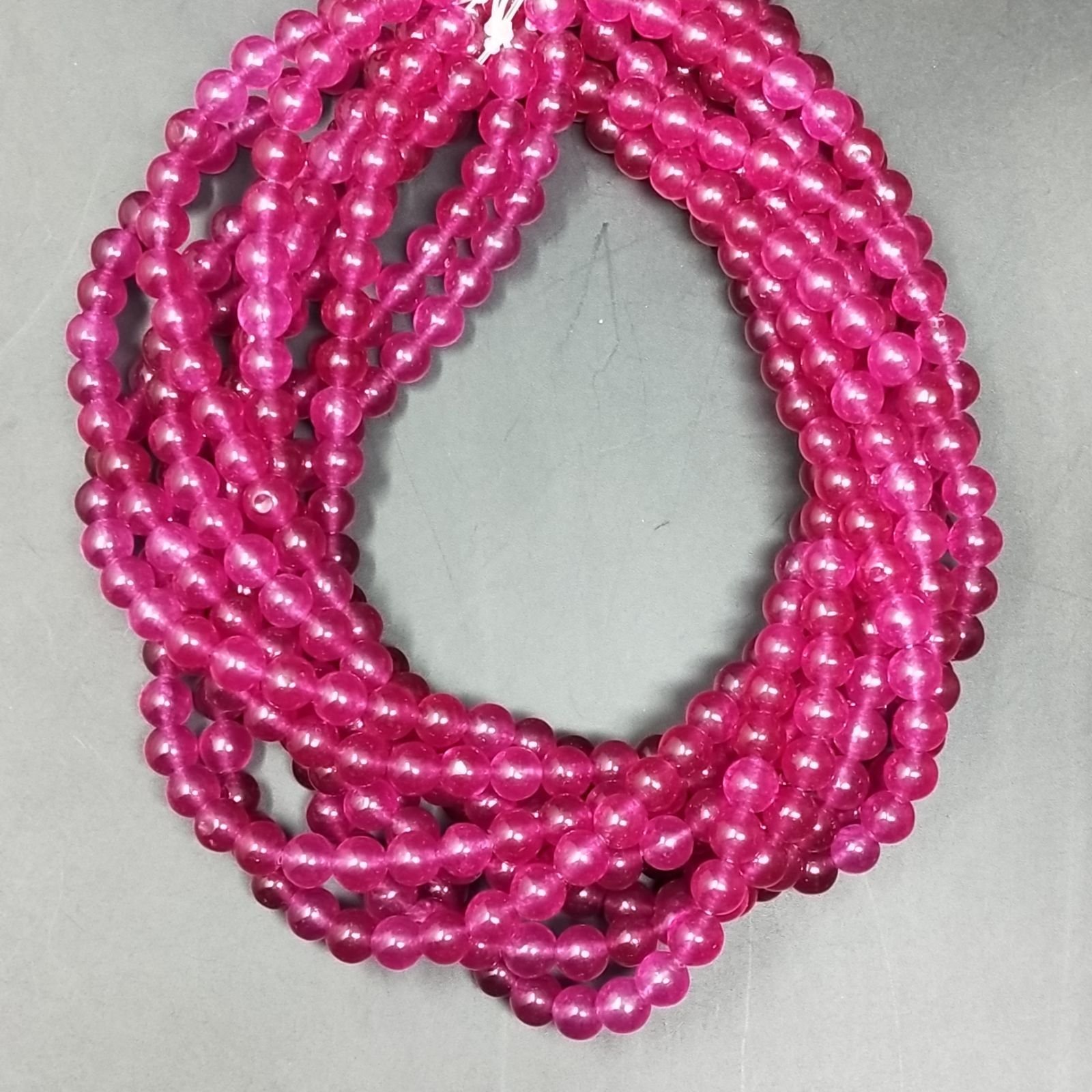 Giada Coreana Fucsia Perline Forma Tondo Liscio 06mm