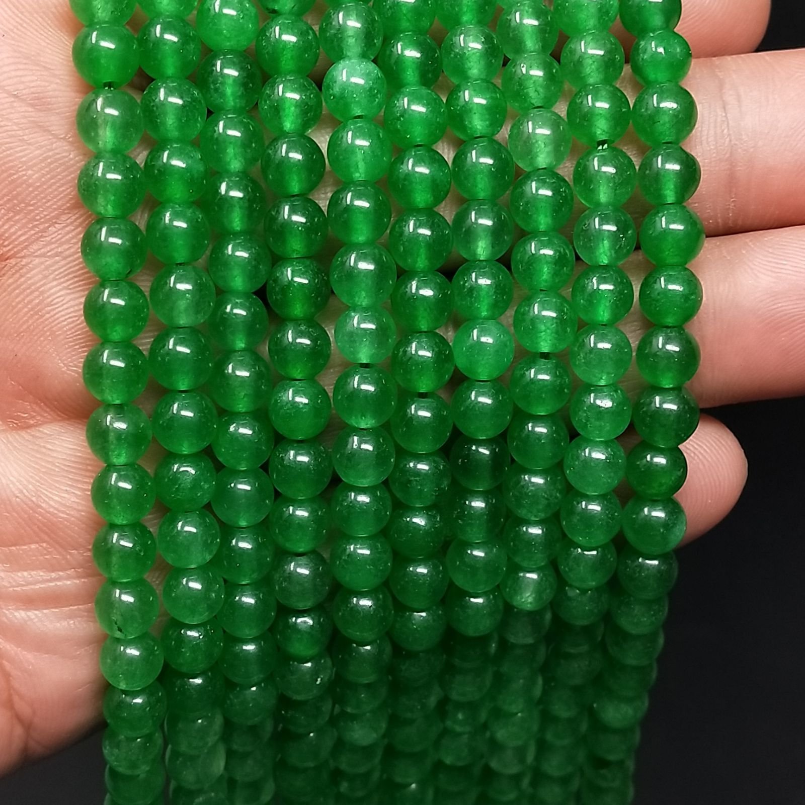Giada Coreana Verde Perline Forma Tondo Liscio 06mm