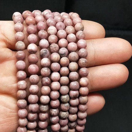 Rodonite Perline Forma Tondo Liscio Satinato-Matte 06mm