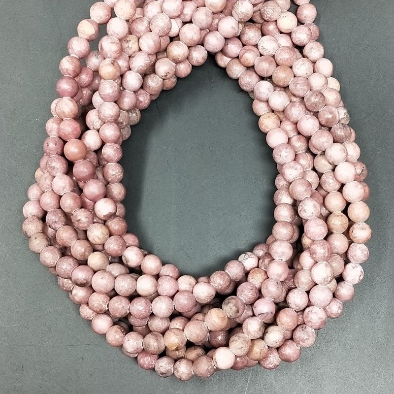 Rodonite Perline Forma Tondo Liscio Satinato-Matte 06mm