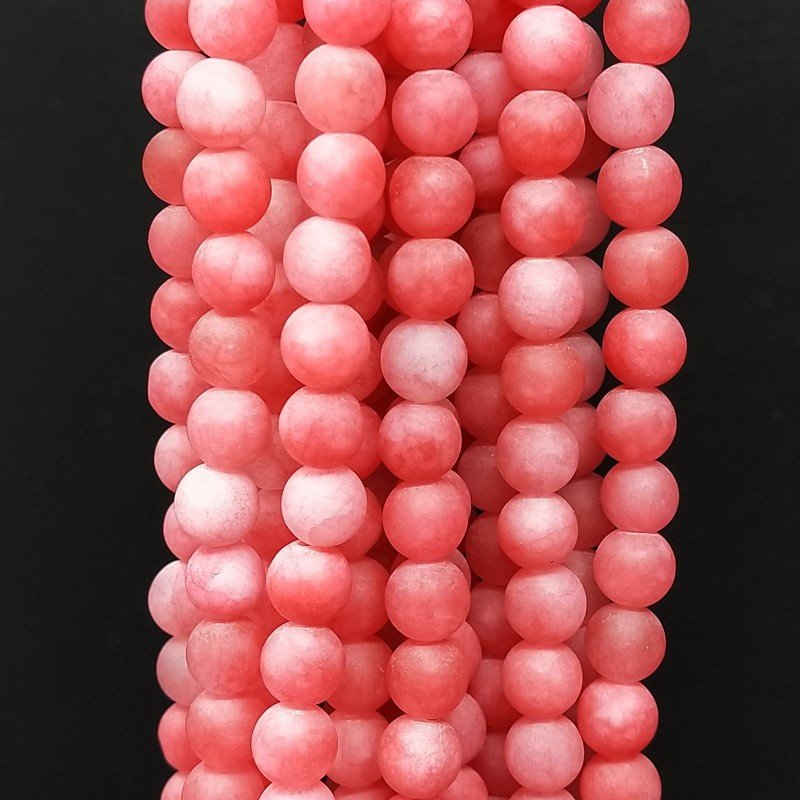 Giada Fucsia Satinato-Matte Perline Forma Tondo Liscio 06mm