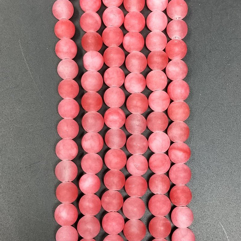 Giada Fucsia Satinato-Matte Perline Forma Tondo Liscio 06mm