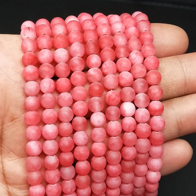 Giada Fucsia Satinato-Matte Perline Forma Tondo Liscio 06mm