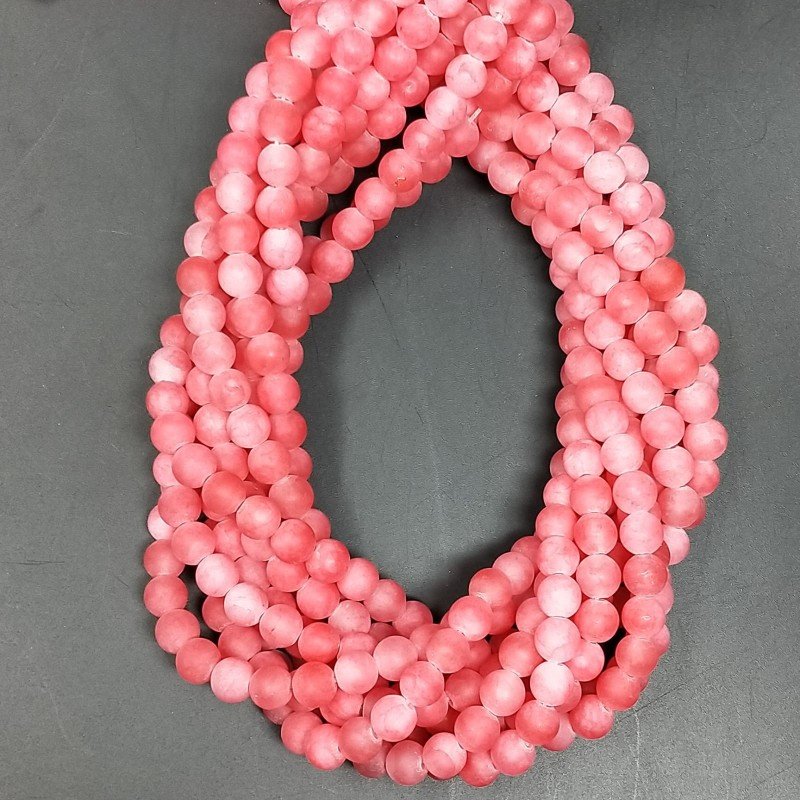 Giada Fucsia Satinato-Matte Perline Forma Tondo Liscio 06mm