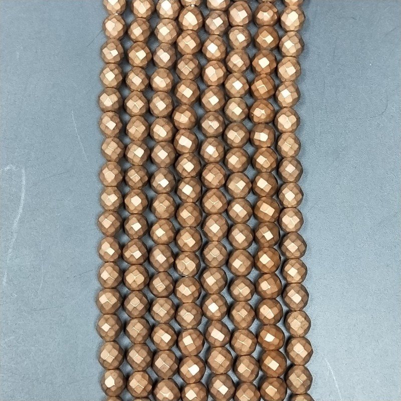 Ematite Rosato Perline Forma Tondo Sfaccettato Satinato-Matte 06mm