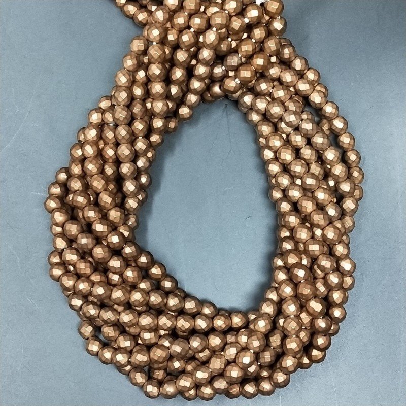 Ematite Rosato Perline Forma Tondo Sfaccettato Satinato-Matte 06mm