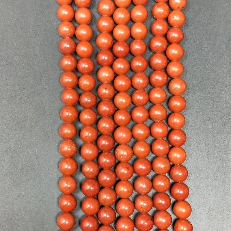 Diaspro Rosso Perline Forma Tondo Liscio 06mm