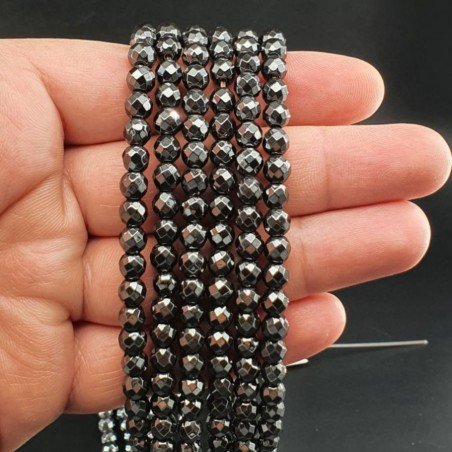 Ematite Naturale Perline Forma Tondo Sfaccettato 06mm