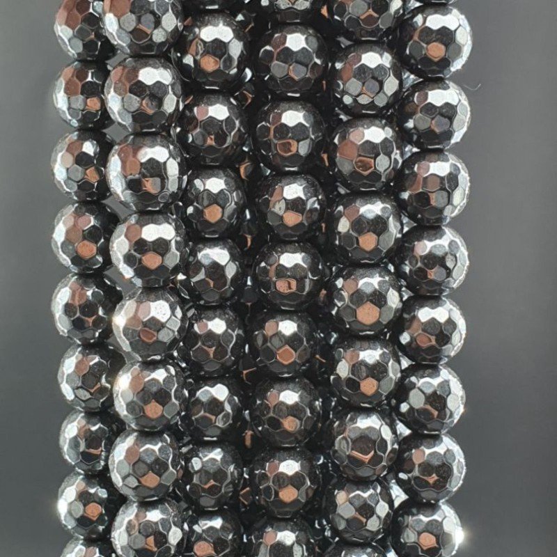 Ematite Naturale Perline Forma Tondo Sfaccettato 08mm