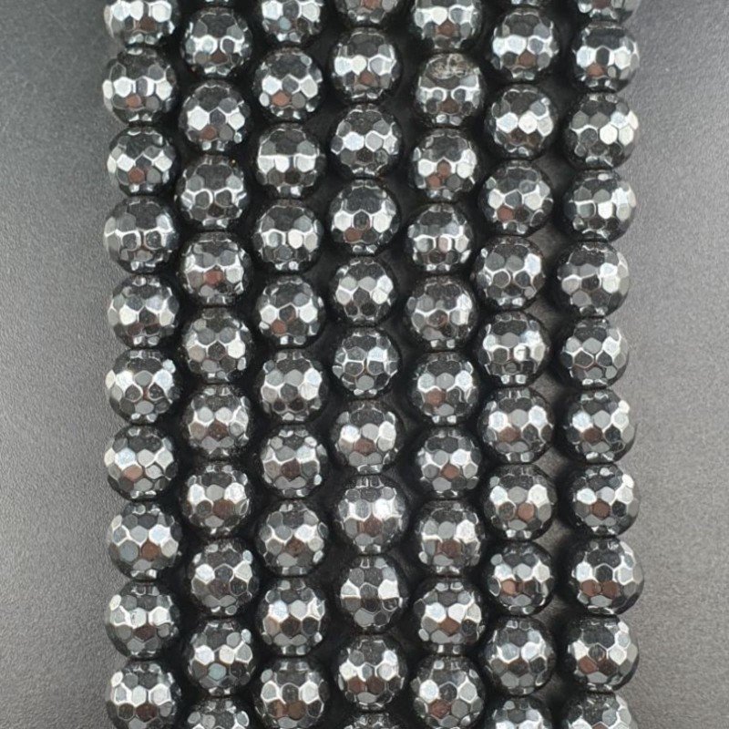 Ematite Naturale Perline Forma Tondo Sfaccettato 08mm