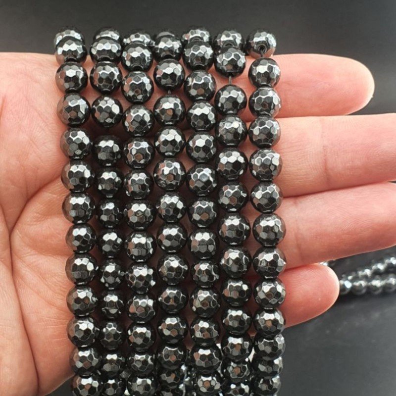 Ematite Naturale Perline Forma Tondo Sfaccettato 08mm
