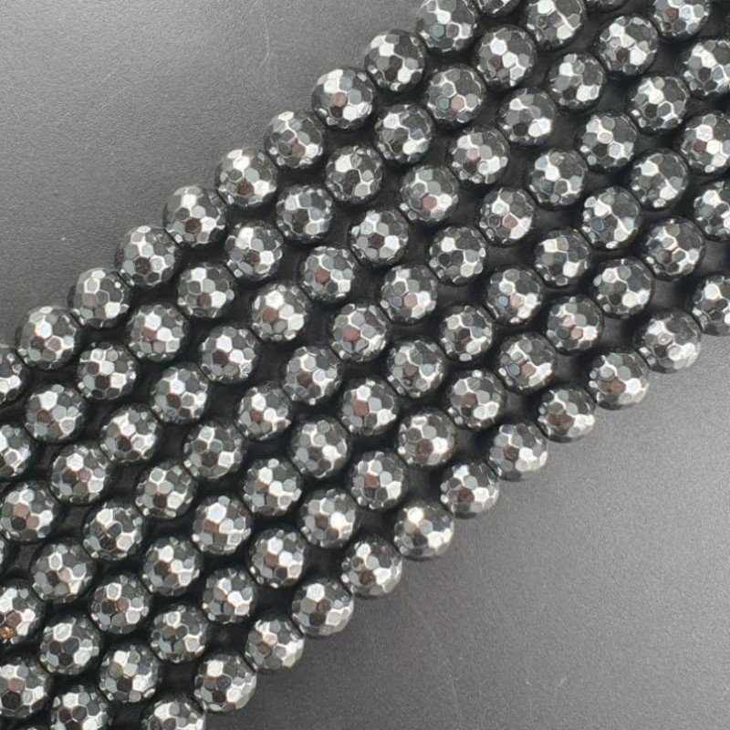 Ematite Naturale Perline Forma Tondo Sfaccettato 08mm