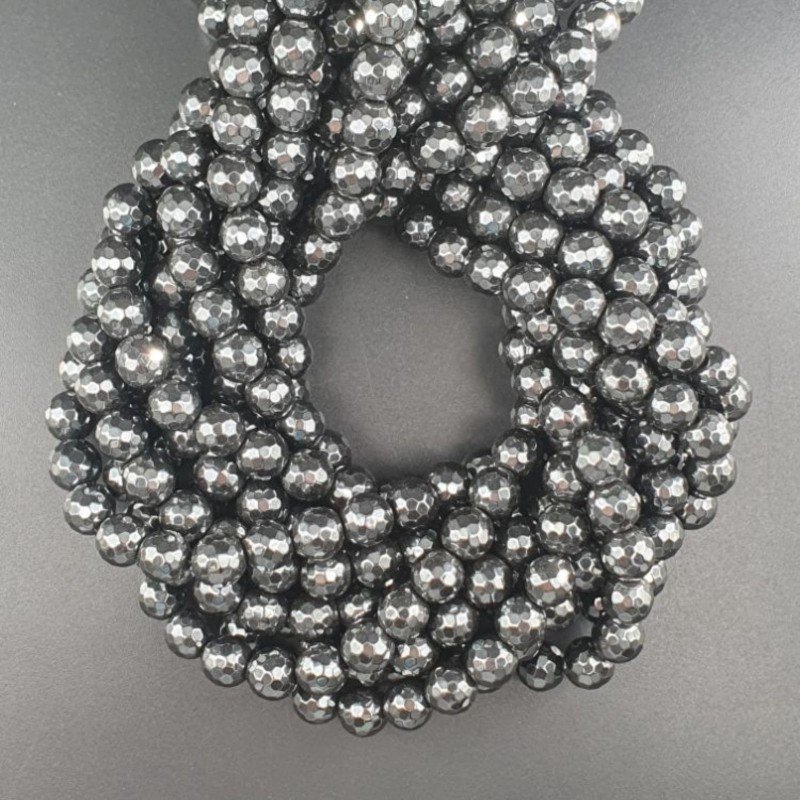 Ematite Naturale Perline Forma Tondo Sfaccettato 08mm