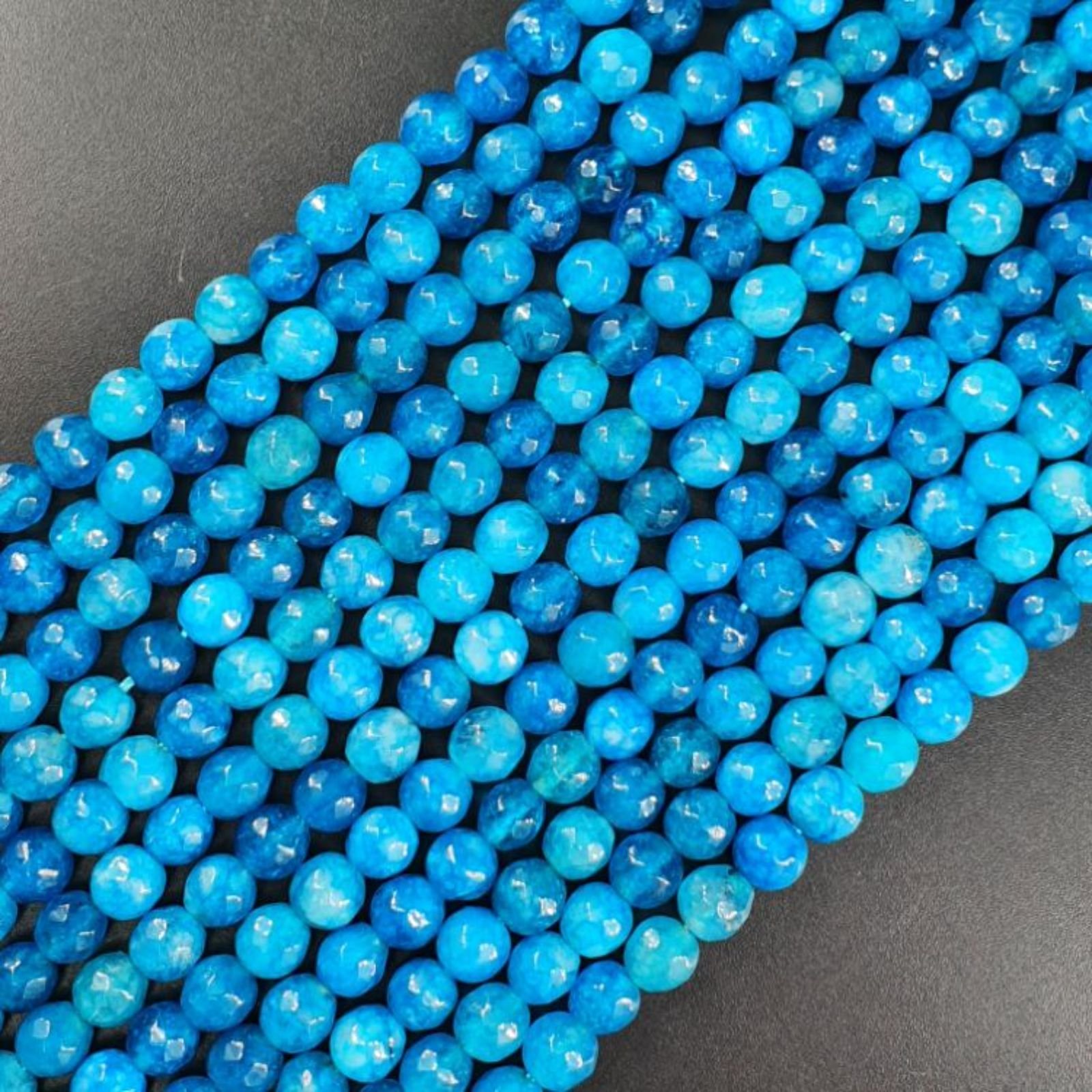Giada Blu Perline Forma Tondo Sfaccettato 06mm