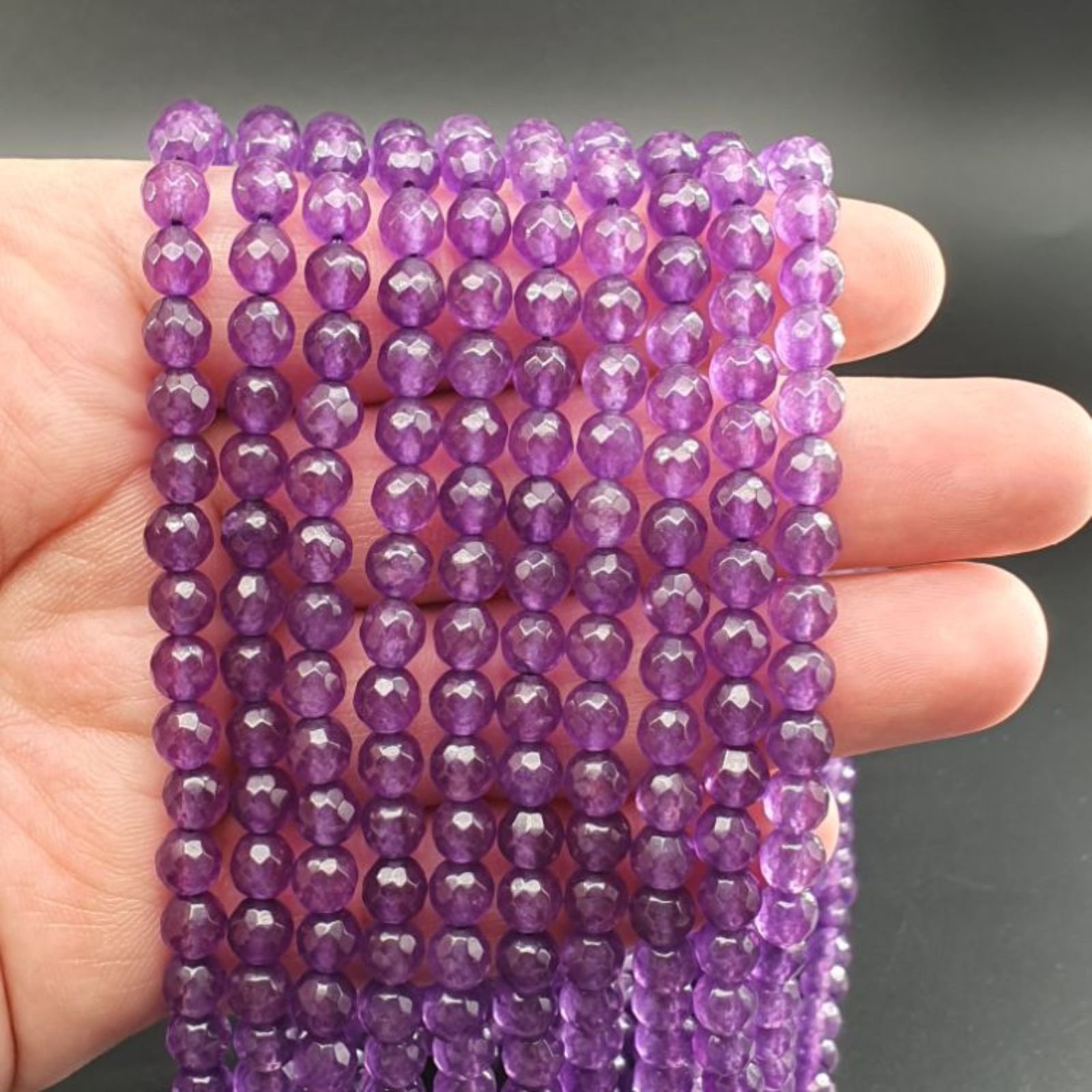 Giada Viola Ametista Perline Forma Tondo Sfaccettato 06mm