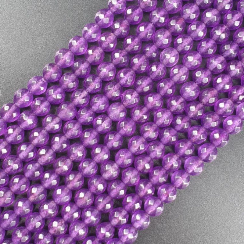 Giada Viola Ametista Perline Forma Tondo Sfaccettato 06mm