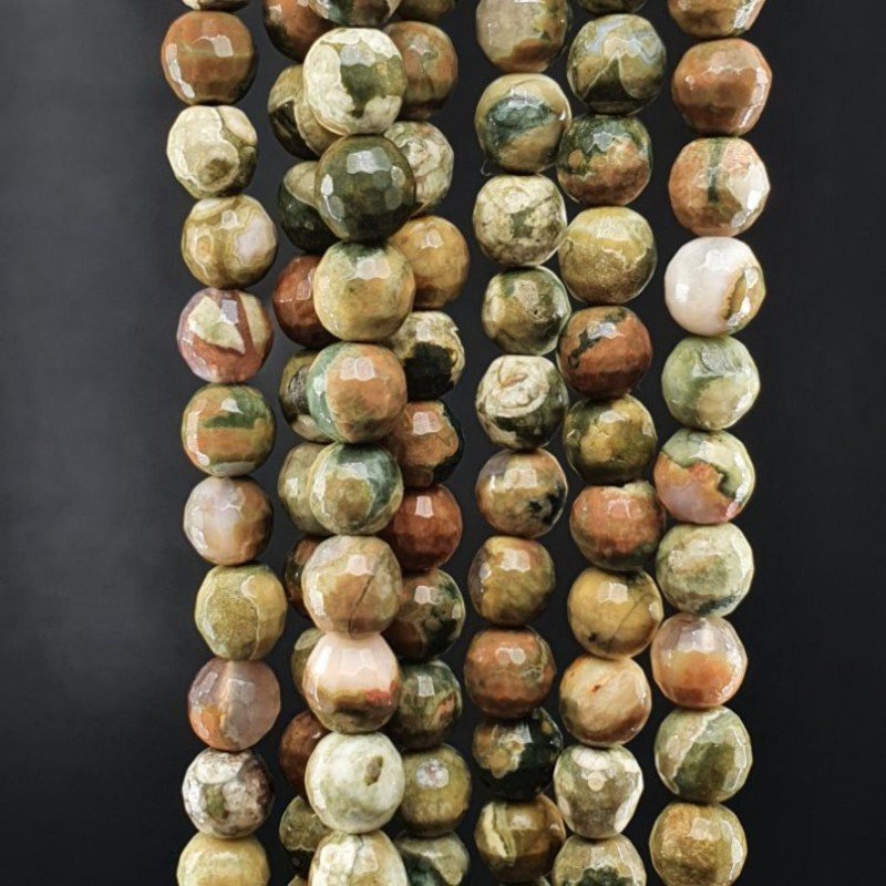 Diaspro Verde (Riolite) Perline Forma Tondo Sfaccettato 06mm