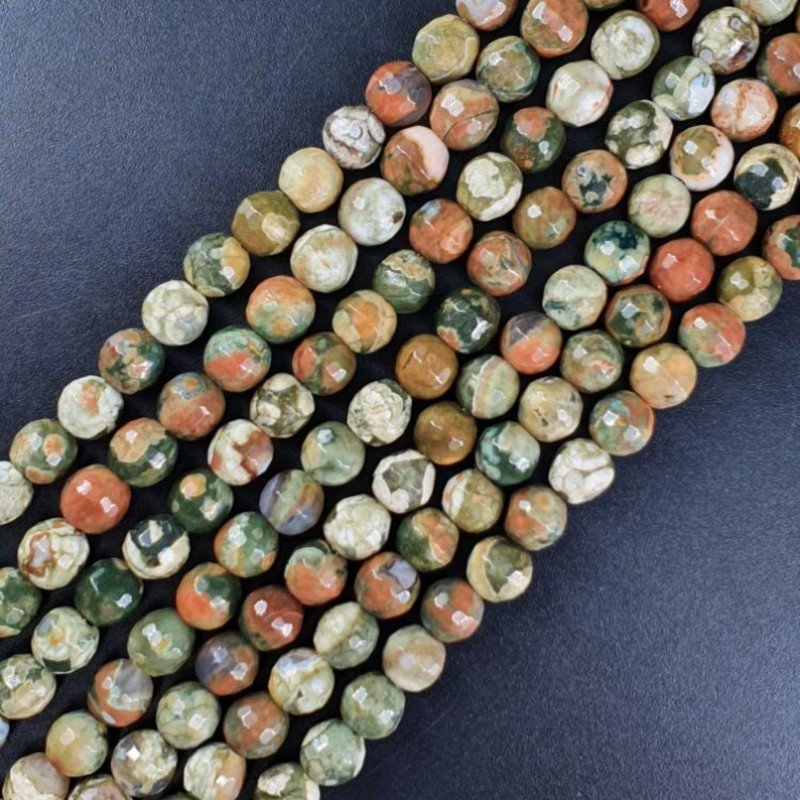 Diaspro Verde (Riolite) Perline Forma Tondo Sfaccettato 06mm