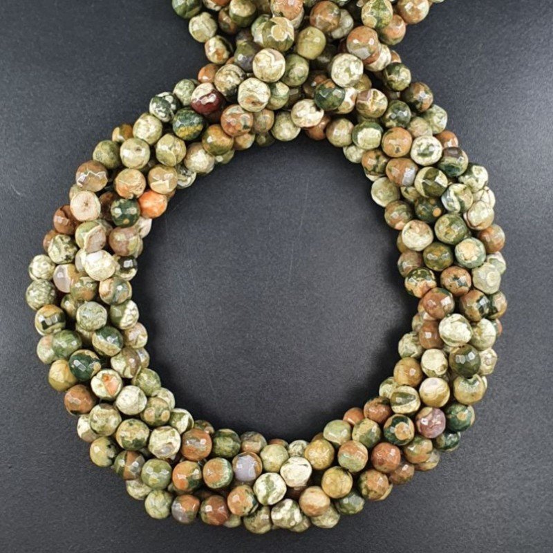 Diaspro Verde (Riolite) Perline Forma Tondo Sfaccettato 06mm