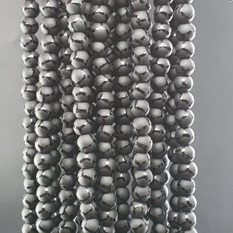 Onice Nera Perline Forma Tondo Liscio Satinato-Matte 06mm