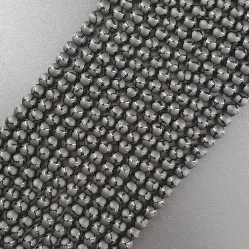 Onice Nera Perline Forma Tondo Liscio Satinato-Matte 06mm