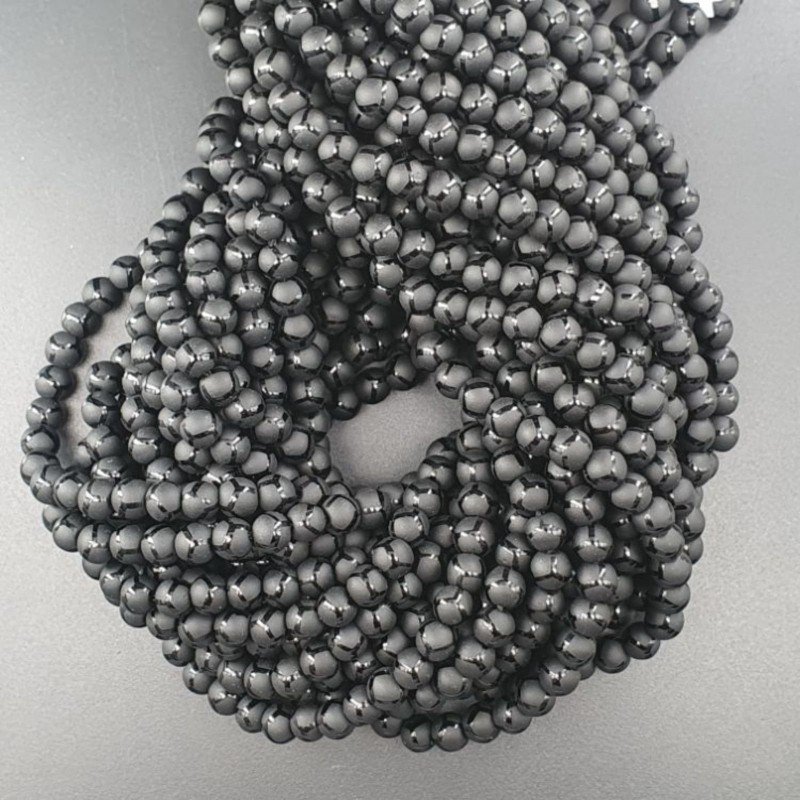 Onice Nera Perline Forma Tondo Liscio Satinato-Matte 06mm