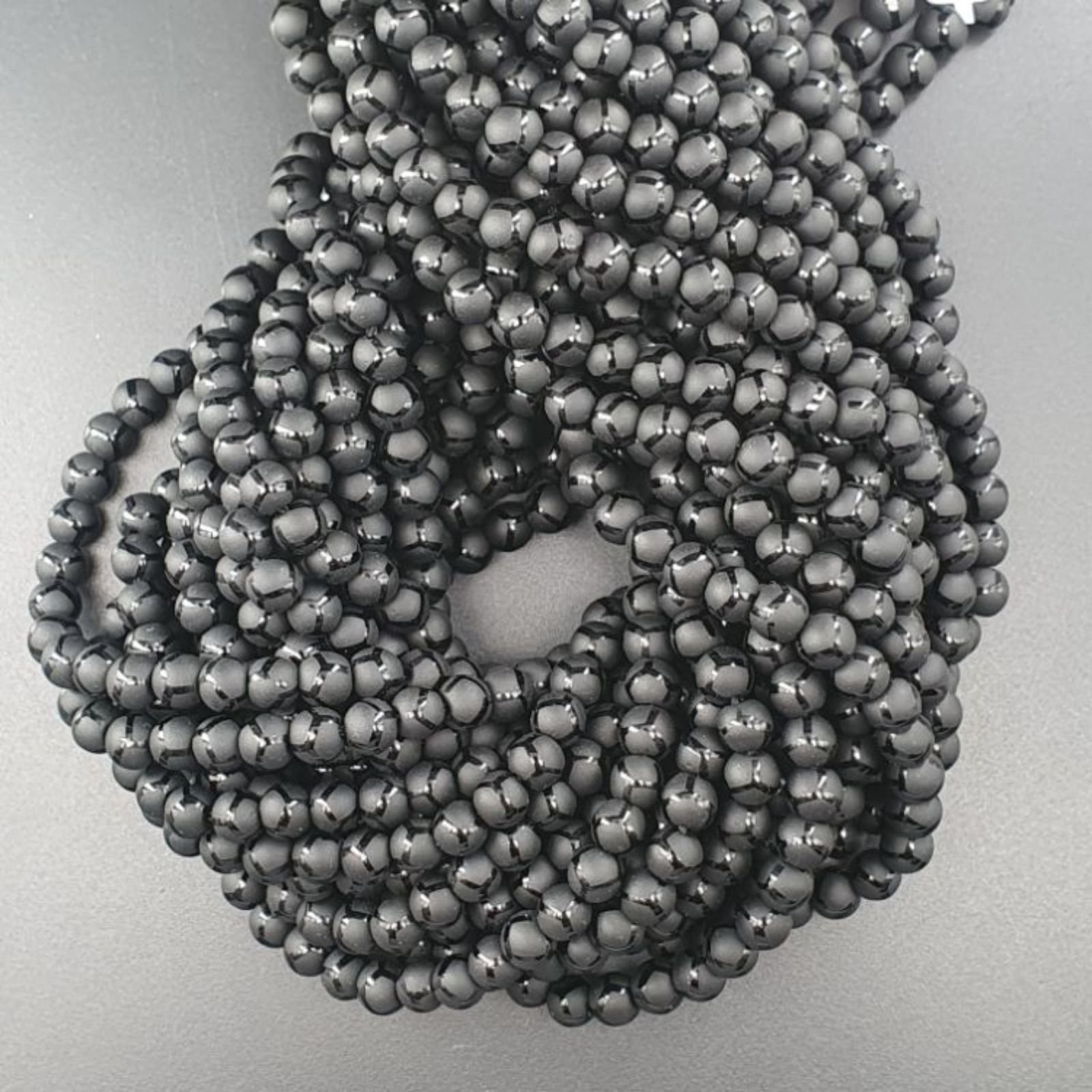 Onice Nera Perline Forma Tondo Liscio Satinato-Matte 06mm