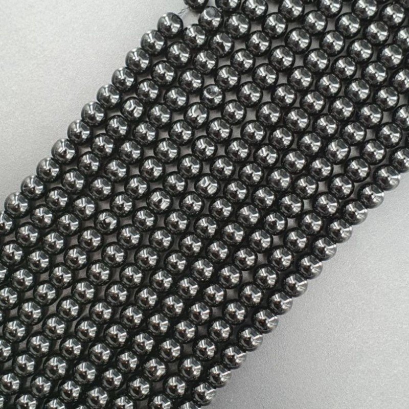 Onice Nera Perline Forma Tondo Liscio 06mm