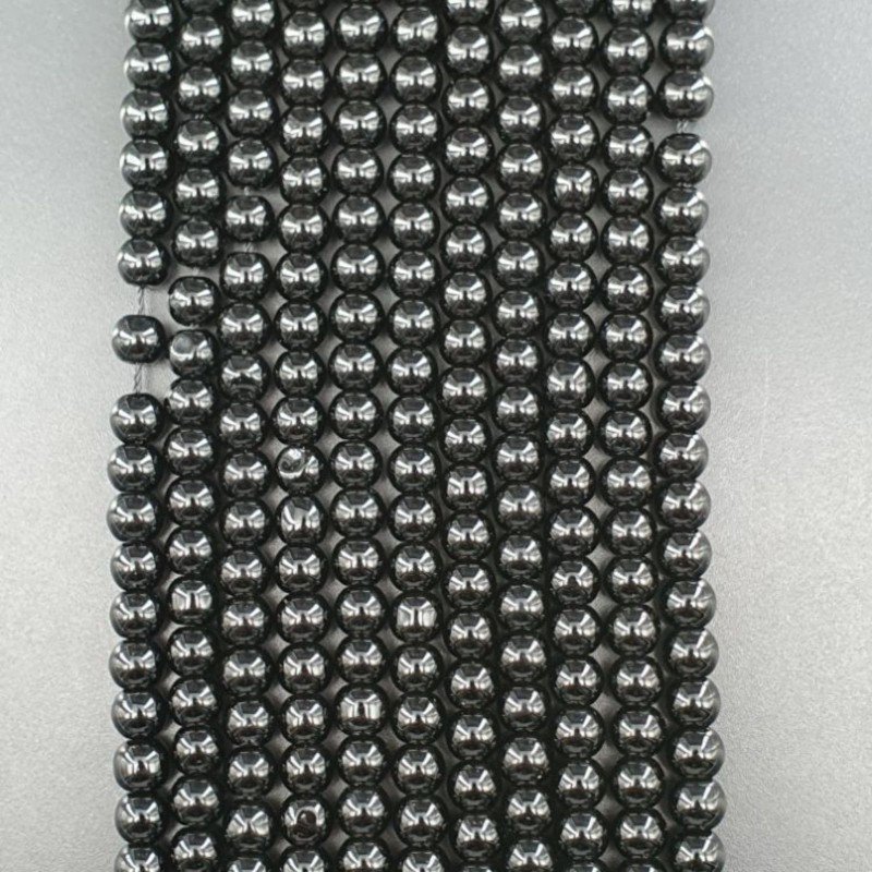 Onice Nera Perline Forma Tondo Liscio 06mm