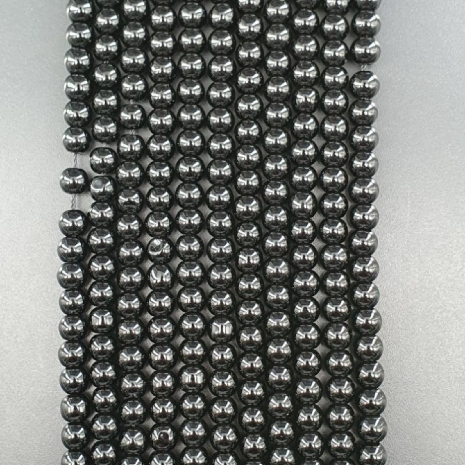 Onice Nera Perline Forma Tondo Liscio 06mm