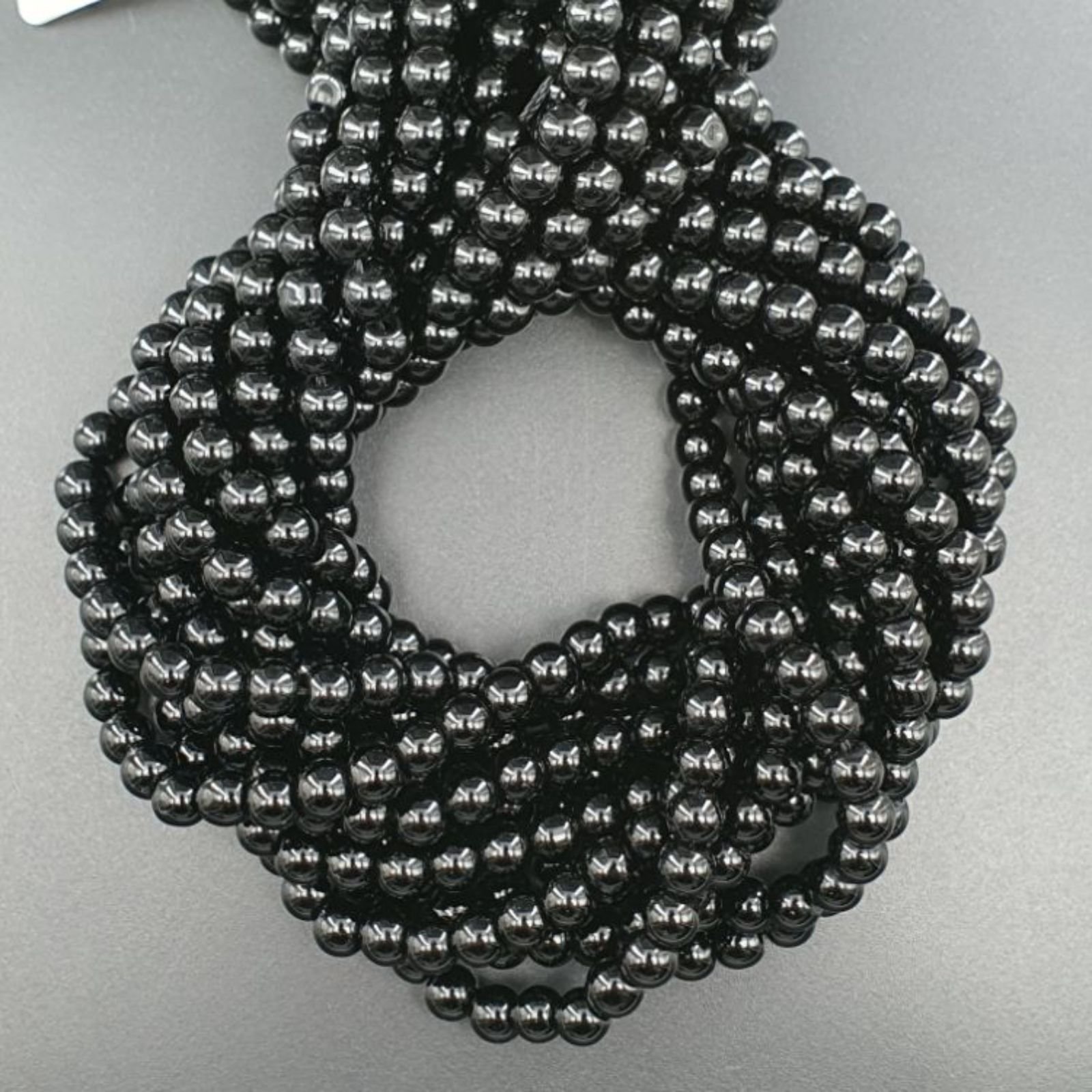 Onice Nera Perline Forma Tondo Liscio 06mm