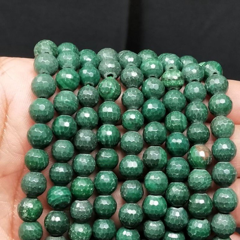 Diaspro Verde Scuro Perline Forma Tondo Sfaccettato 08mm
