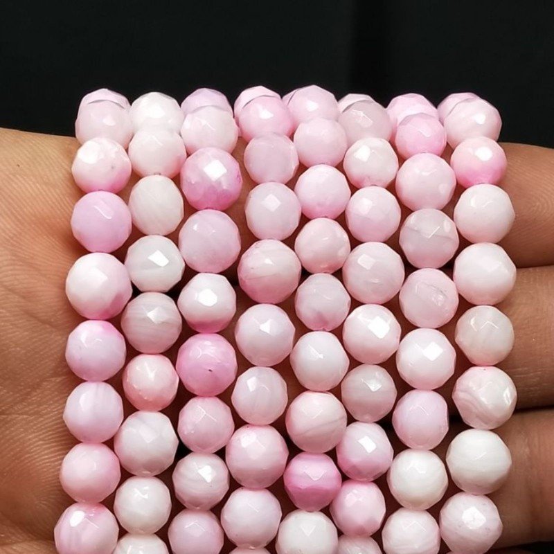 Madreperla Tonalità Rosa Perline Forma Tondo Sfaccettato 08mm