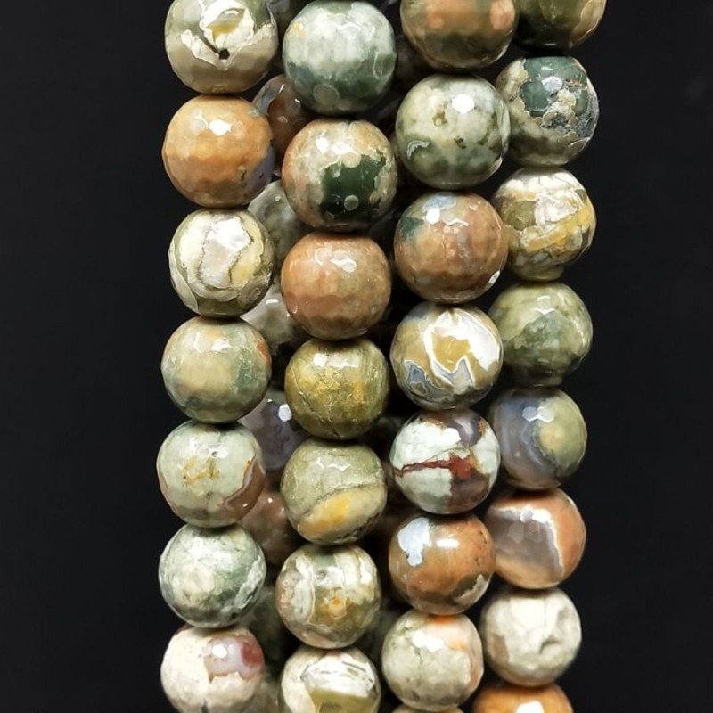Diaspro Verde (Riolite) Perline Forma Tondo Sfaccettato 08mm
