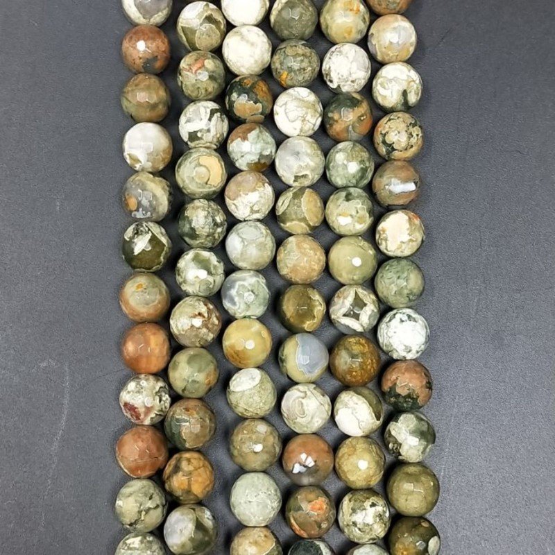Diaspro Verde (Riolite) Perline Forma Tondo Sfaccettato 08mm