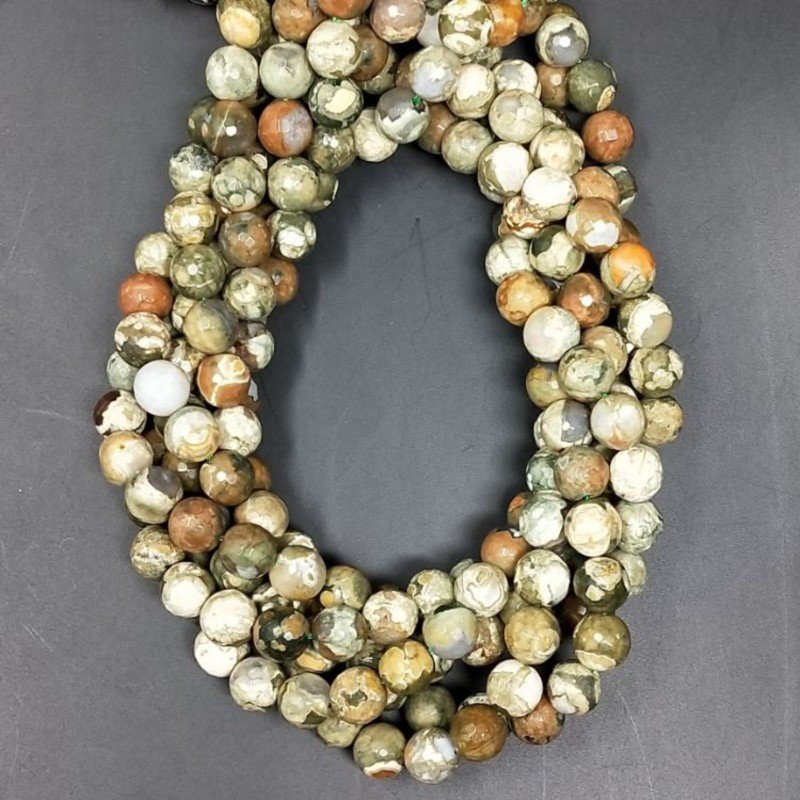 Diaspro Verde (Riolite) Perline Forma Tondo Sfaccettato 08mm