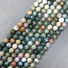 Agata Indiana Multicolore Perline Forma Tondo Sfaccettato 08mm