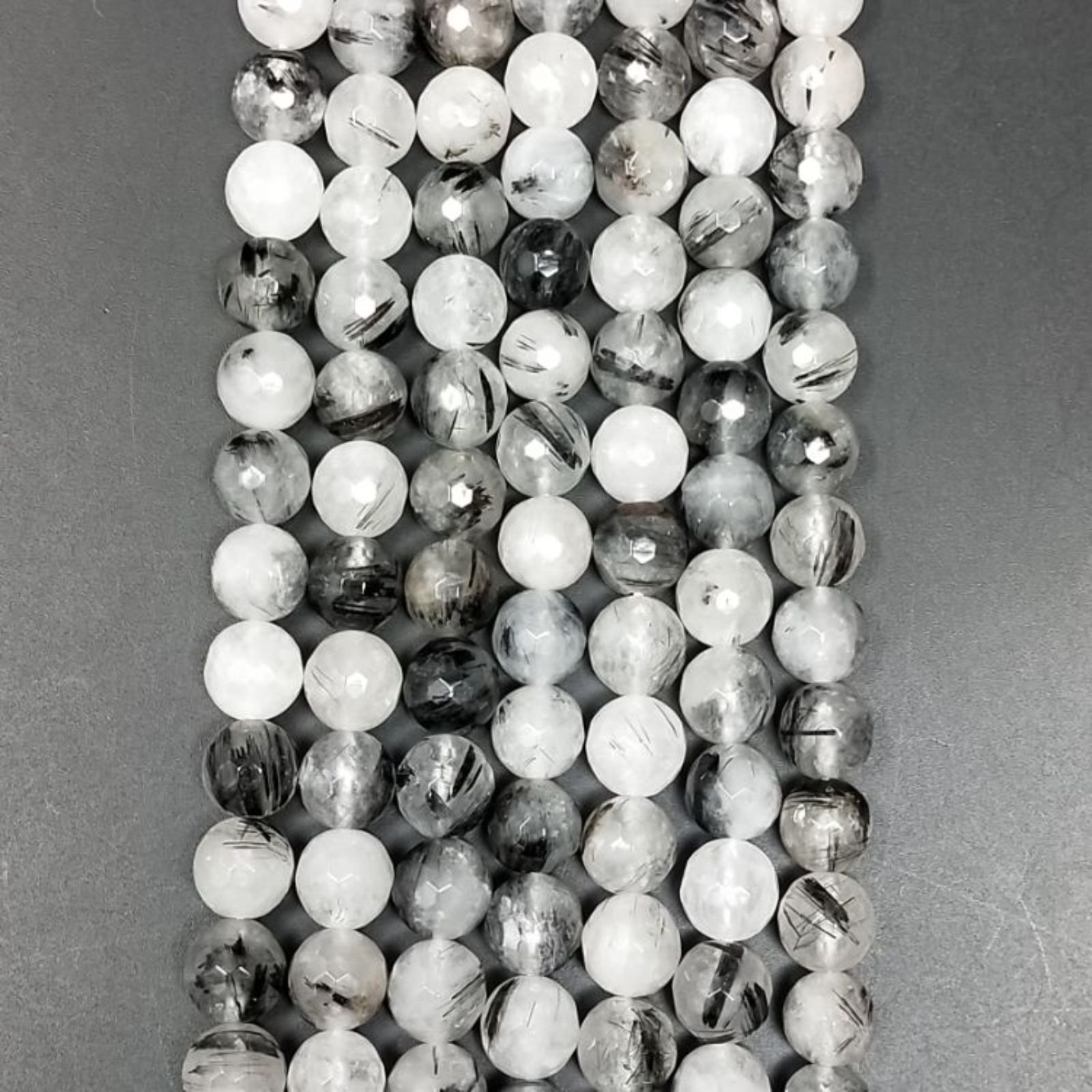 Quarzo Rutilato Tormalinato Perline Forma Tondo Sfaccettato 08mm