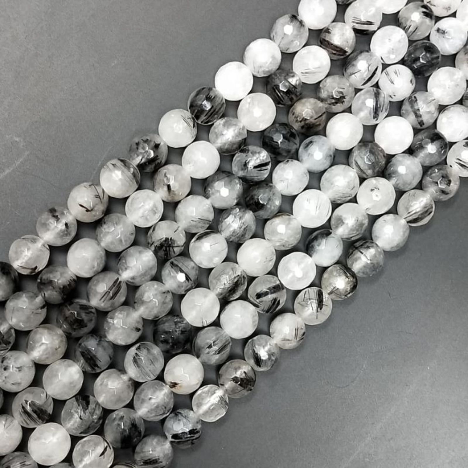 Quarzo Rutilato Tormalinato Perline Forma Tondo Sfaccettato 08mm