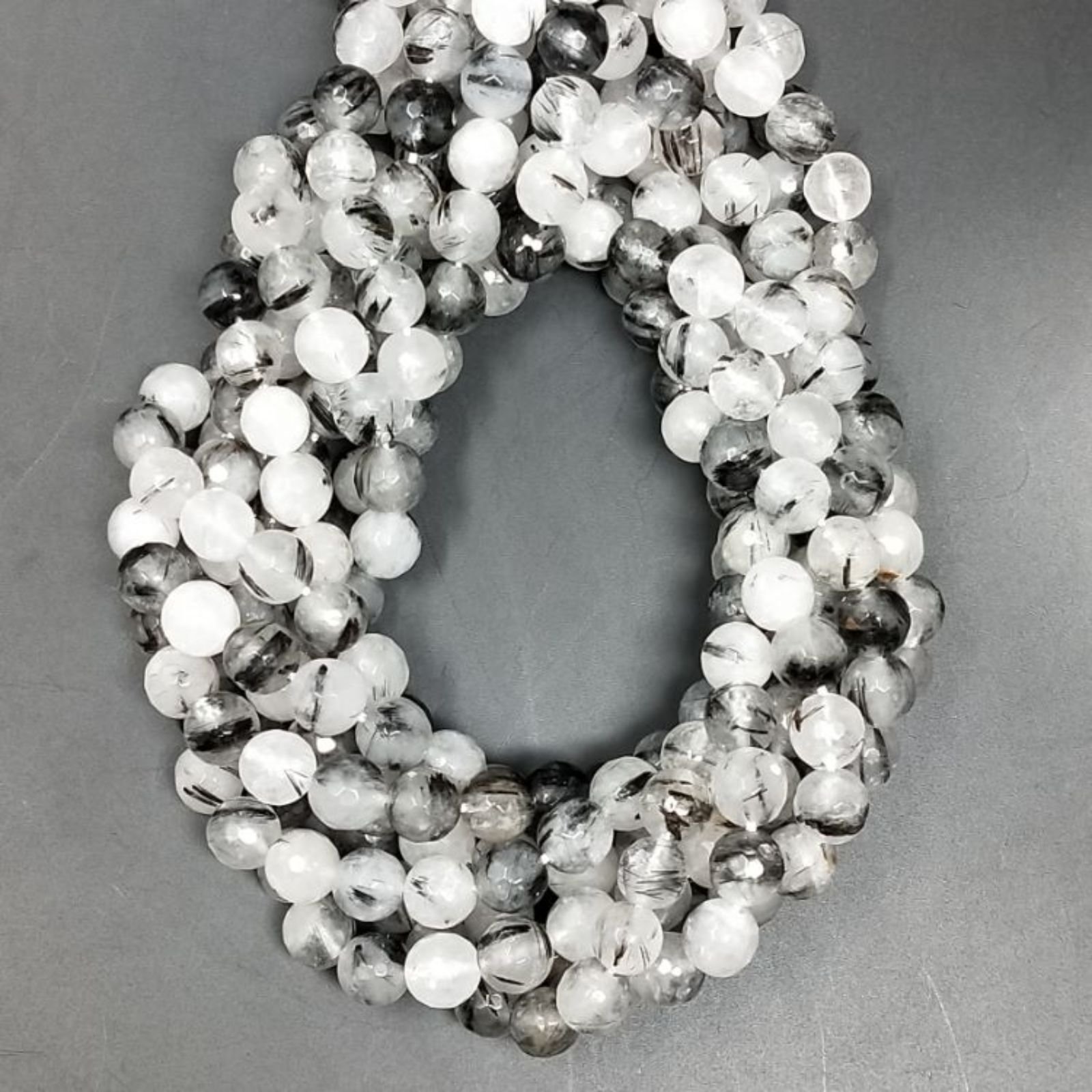 Quarzo Rutilato Tormalinato Perline Forma Tondo Sfaccettato 08mm