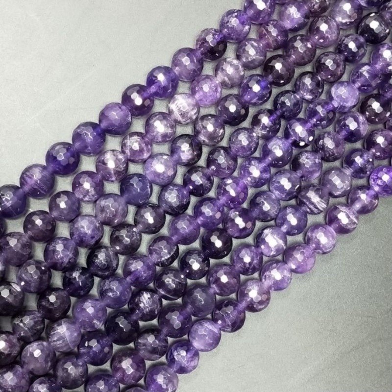 Ametista Africana Perline Forma Tondo Sfaccettato 08mm