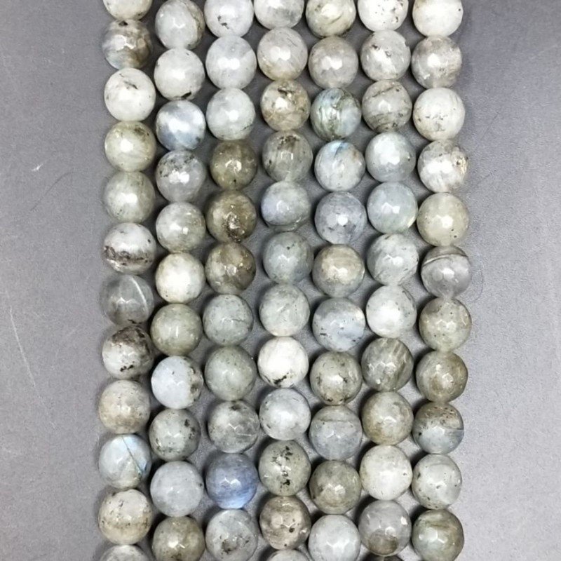 Labradorite Madagascar Perline Forma Tondo Sfaccettato 08mm