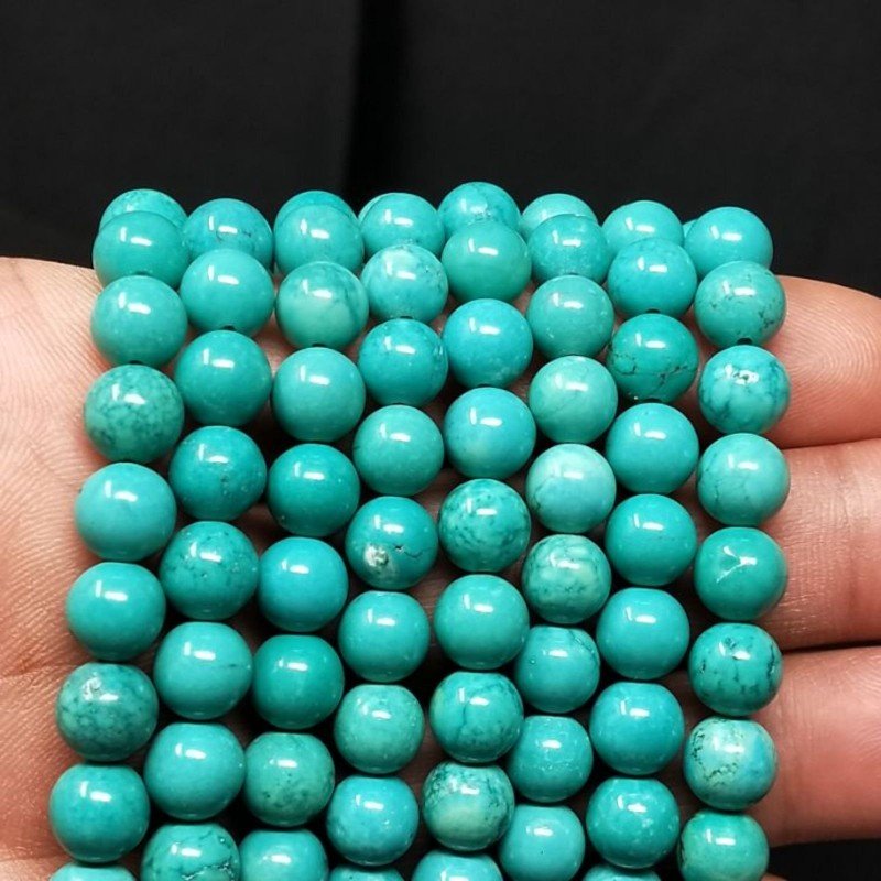 Turchese Stabilizzato Perline Forma Tondo Liscio 08mm