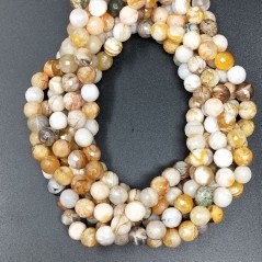 Agata Crazy Lace Gialla Perline Forma Tondo Sfaccettato 08mm
