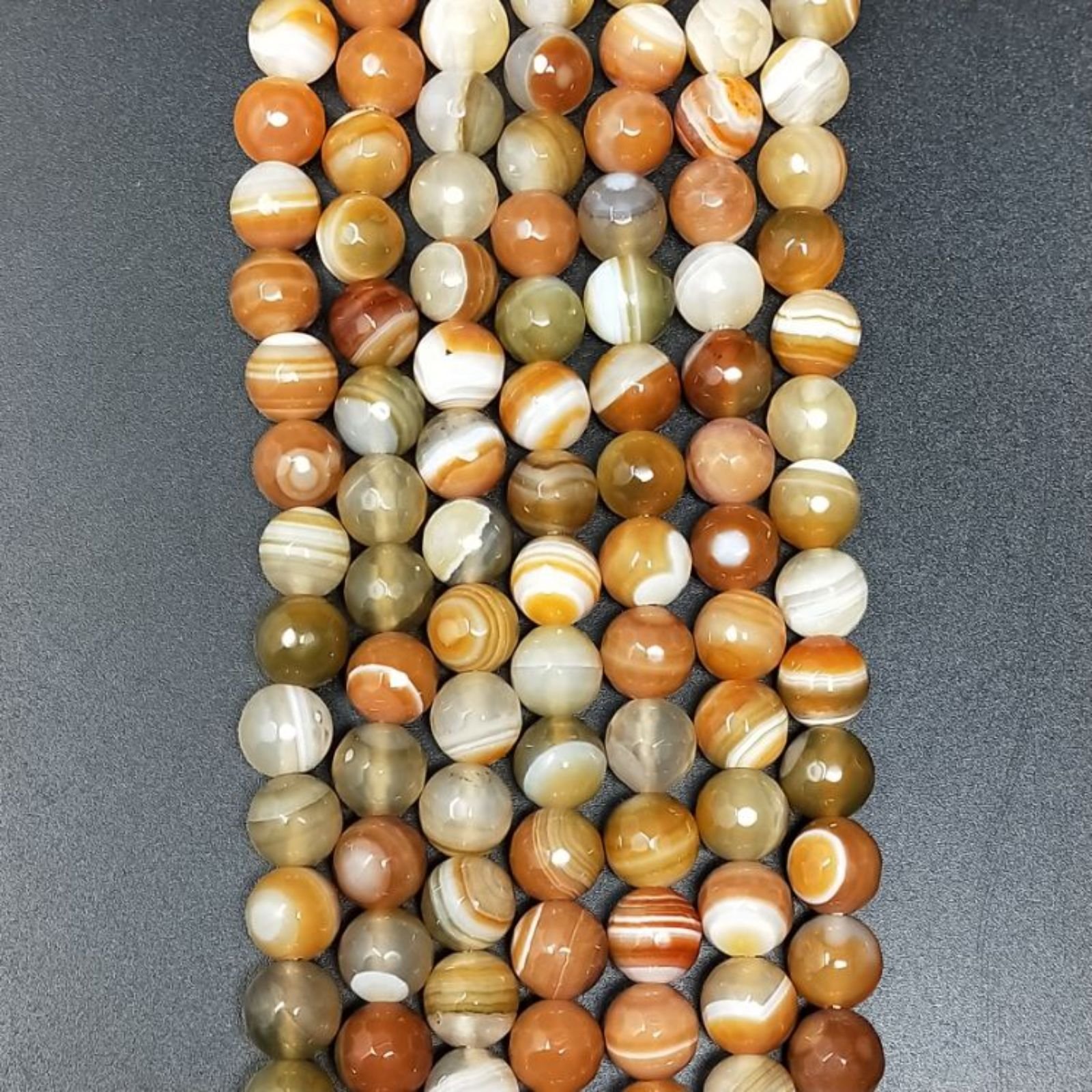 Agata Botswana Ocra Sfumato Perline Forma Tondo Sfaccettato 08mm